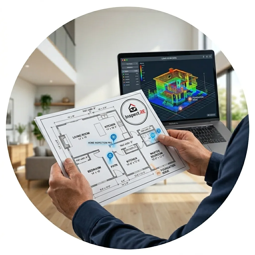 Inspection.re LIDAR floor plan report with 3D scan technology for home inspection
