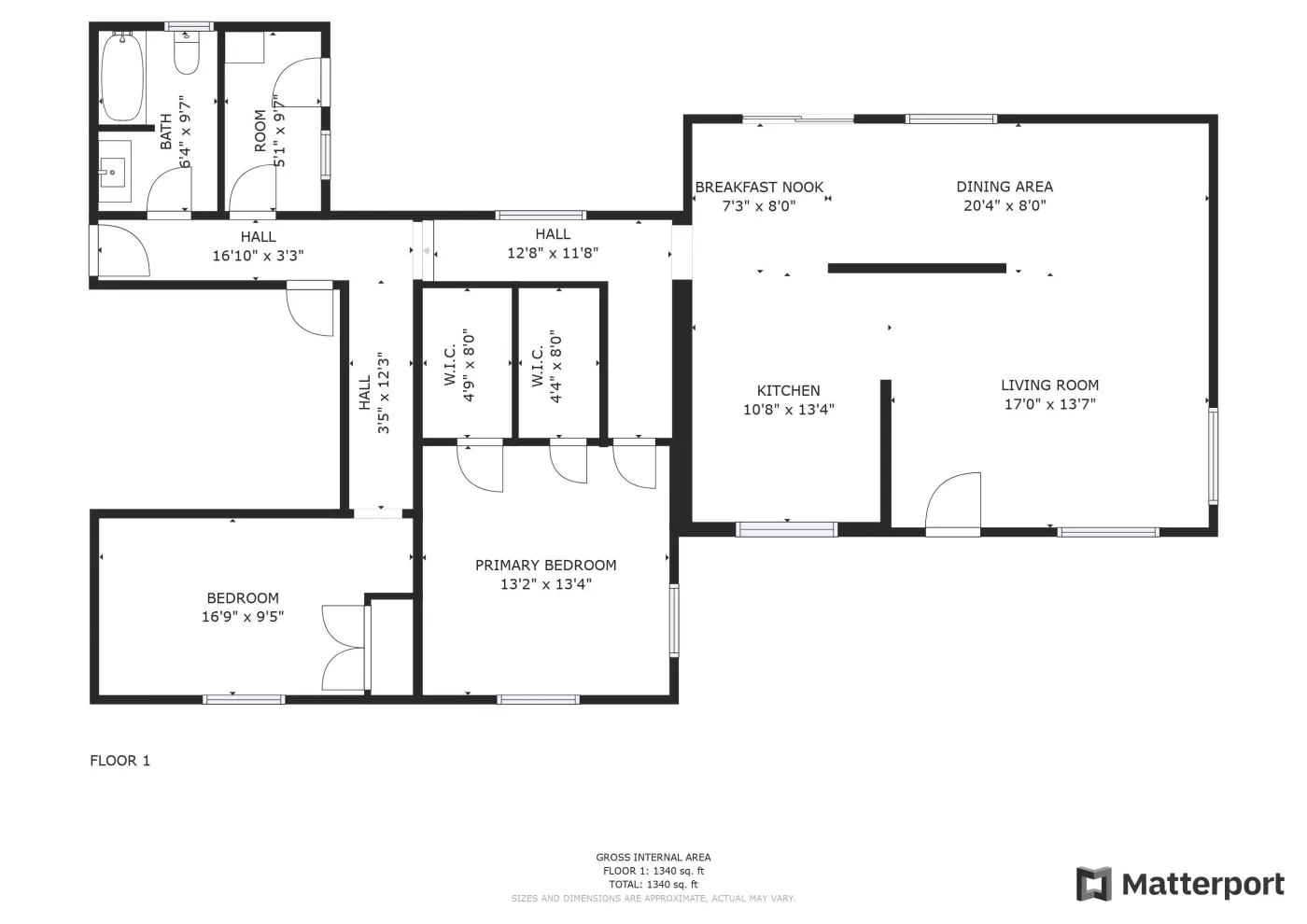 Matterport LIDAR floor plan with room dimensions and square footage from Inspection.re home inspection California